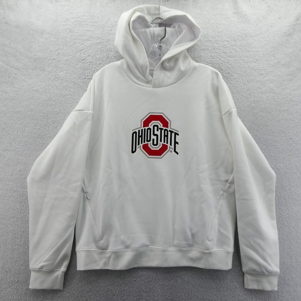 Ohio State Buckeyes Hoodie Womens Small White Pullover Sweatshirt Zipper Pockets